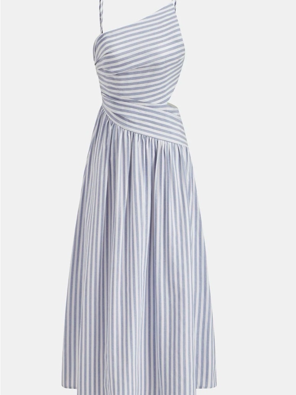 Striped Asymmetric Cut-Out Blue & White Cami Maxi Dress - Picture 2 of 4